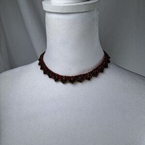 Elegant Red and Black Choker Necklace